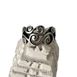 Brighton 925 Sterling Silver Vintage Spiral Oxidized Band Ring Size 7 READ